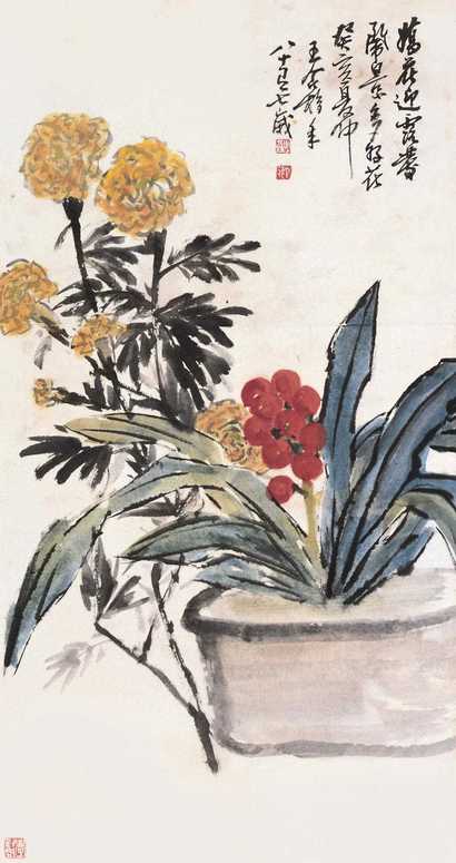 王个簃 花卉 立轴
